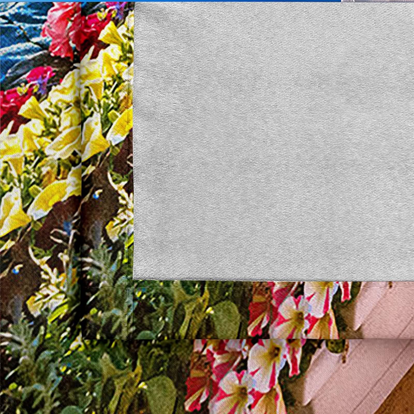 Gardinen Modern Wohnzimmer, 137x244cm Bunt Blumen am Meer Kälteschutz Verdunklungsvorhänge Ösen Thermal Curtains Blackout Vorhang