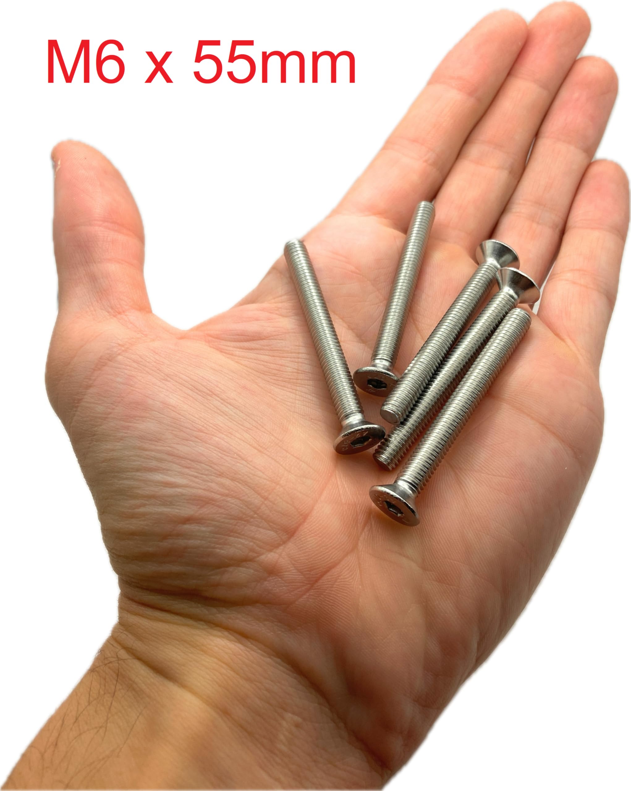 Premium Fixation Screws M6 x 55 mm Countersunk Head BTR Made of A2 Stainless Steel, silver, M6 x 55mm - Image 2