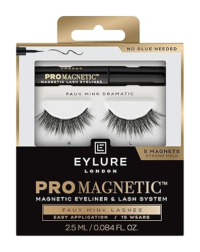 Eylure PROMAGNETIC - Kit de delineador de ojos magnético y pestañas postizas, visón sintético, 1 par de pestañas reutilizables, no necesita