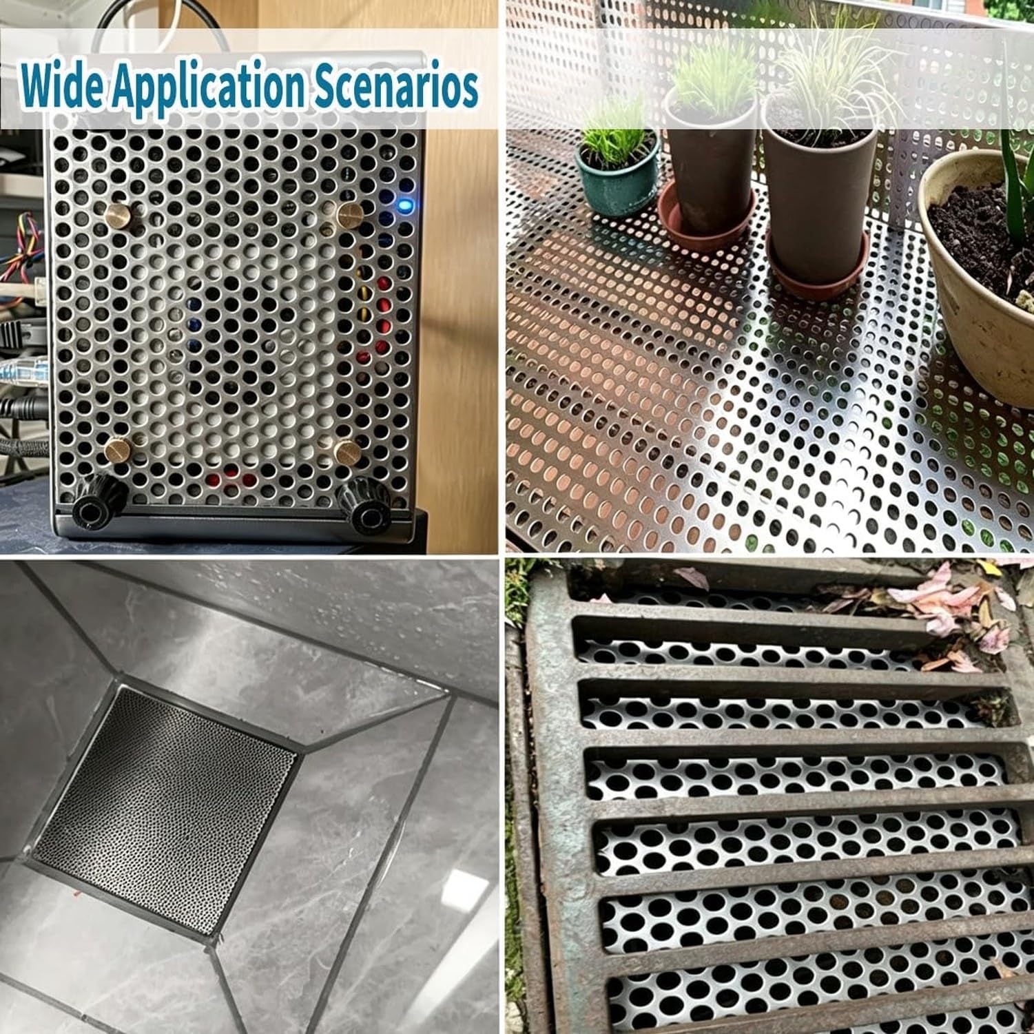 Rejillas cuadradas desagüe acero inox 304 agujero 5mm, 25x25cn, 25x25cn