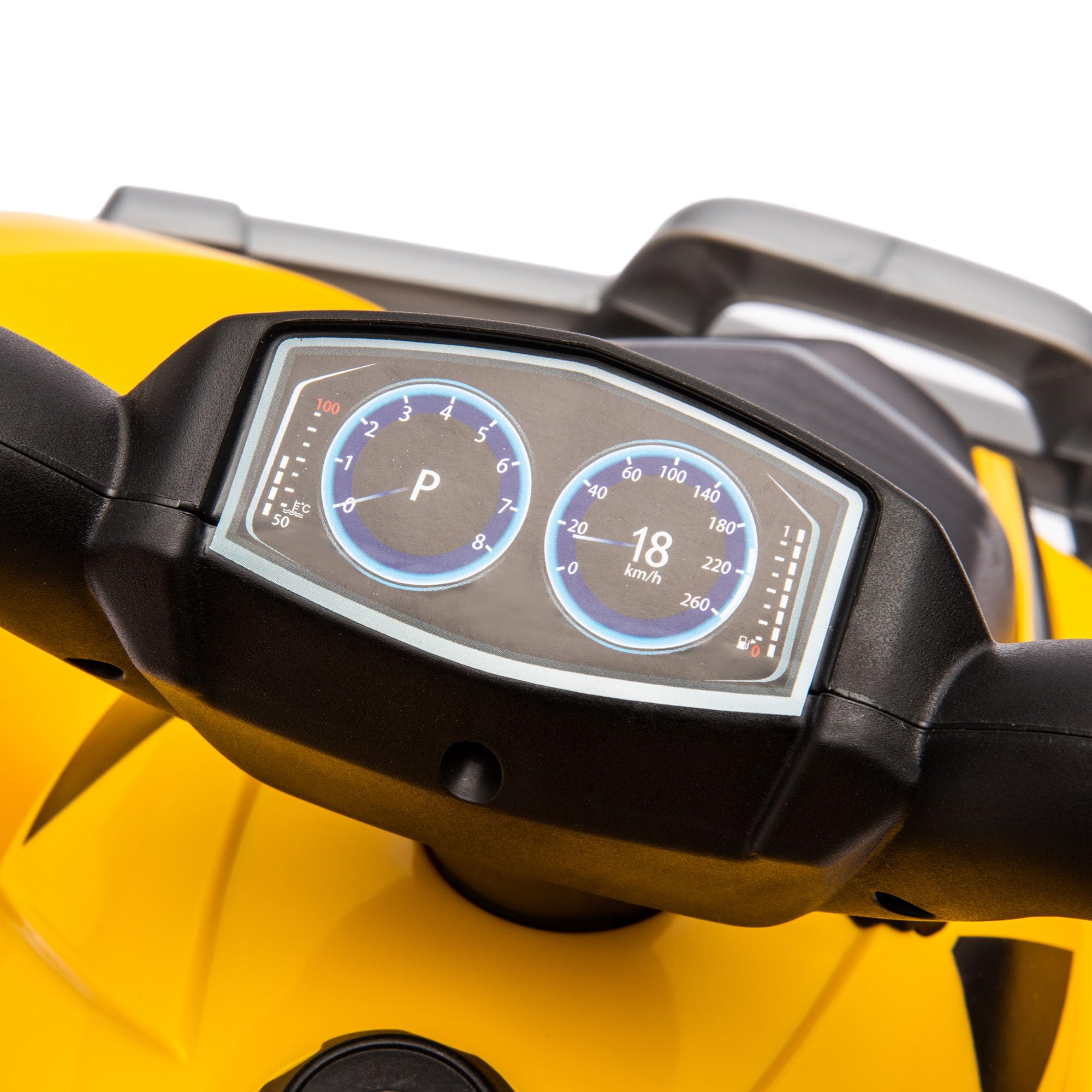 AIYAPLAY Quad électrique pour Enfant sous Licence Caterpillar véhicule à Batterie 6V 2,8 km/h avec klaxon, phares LED, démarrage par Un Bouton, pour 18-36 Mois, Jaune