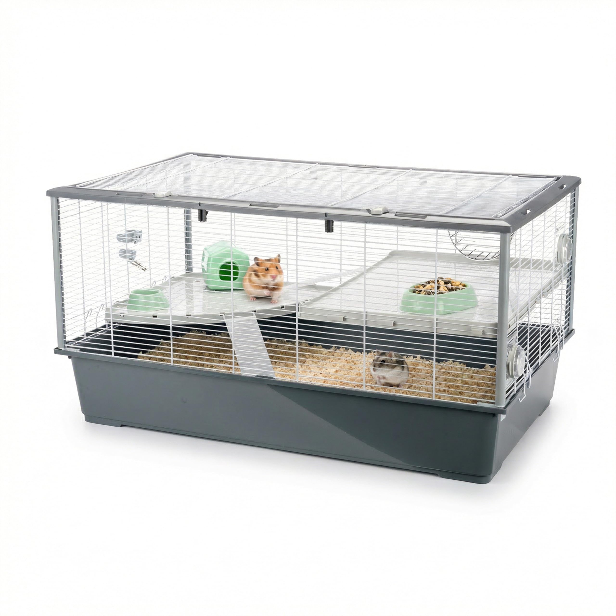 Ferplast CRICETI 100 Large Hamster Cage - Spacious Multi-Level Habitat, Exercise Wheel & Accessories | Easy Access, Deep Base for Bedding, 95x57x50 cm