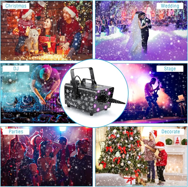 HAKUTA 800W Hógép 8 RGB LED Világítással, 13 Színmóddal és 2 Távirányítóval - Esküvőkre, Partikra, Halloweenre, Karácsonyra, Színpadi Előadá