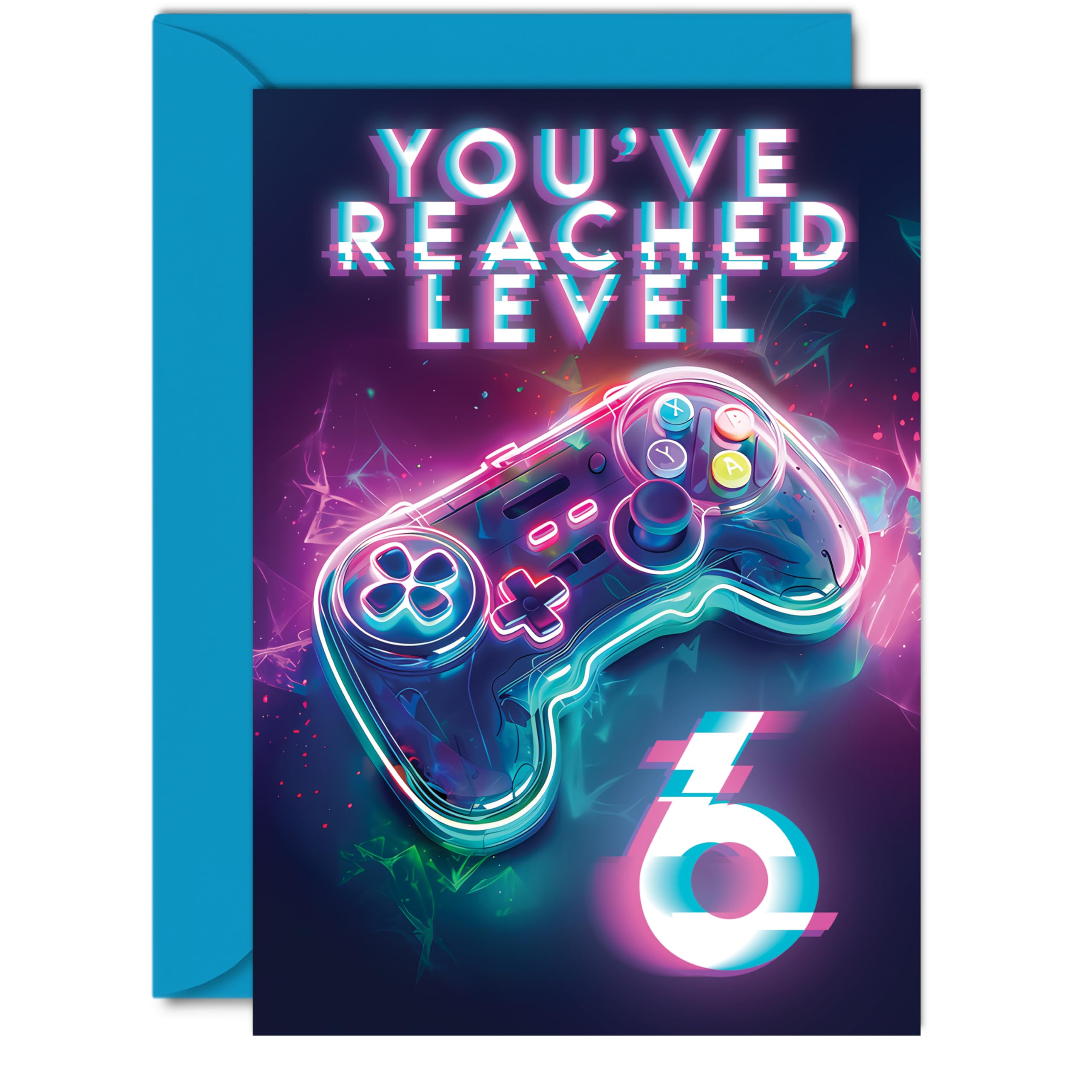 6th Gamer Birthday Cards for Boys Girls - You've Reached Level 6 - Happy 6 Birthday Card for Son Daughter Nephew Niece Grandson, A5 Six Sixth Bday Video Game Greeting Cards