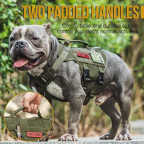 Vista 39 de OneTigris Arnés táctico sin tirones para perros pequeños, diseño de malla, chaleco transpirable para perros militares, chalecos Molle con asas