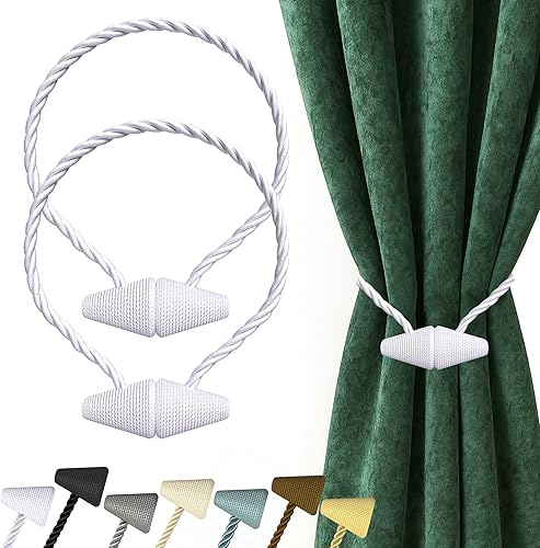 Miniatura 39 de Hion Alzapaños magnéticos para cortina, 2 piezas, abrazaderas de cortina, hebillas, soportes de ganchos para el hogar, al aire libre, dormitorio