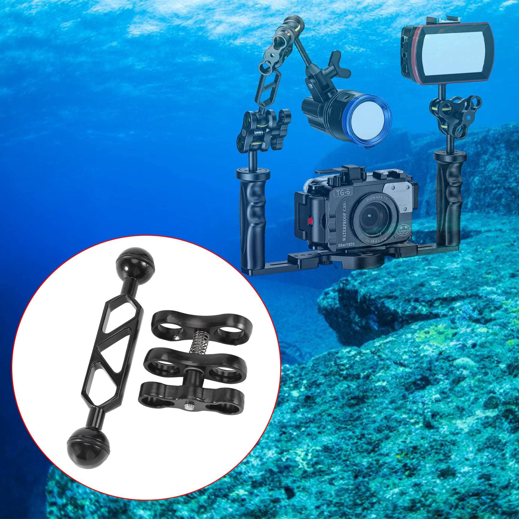YS Mount Butterfly Clip Nitescuba Diving Light Arm Ball Adapter - Aluminum YS Mount Bracket For Connecting Strobes/Video Lights To Underwater Housing Universal Diving Light Connector - View #7