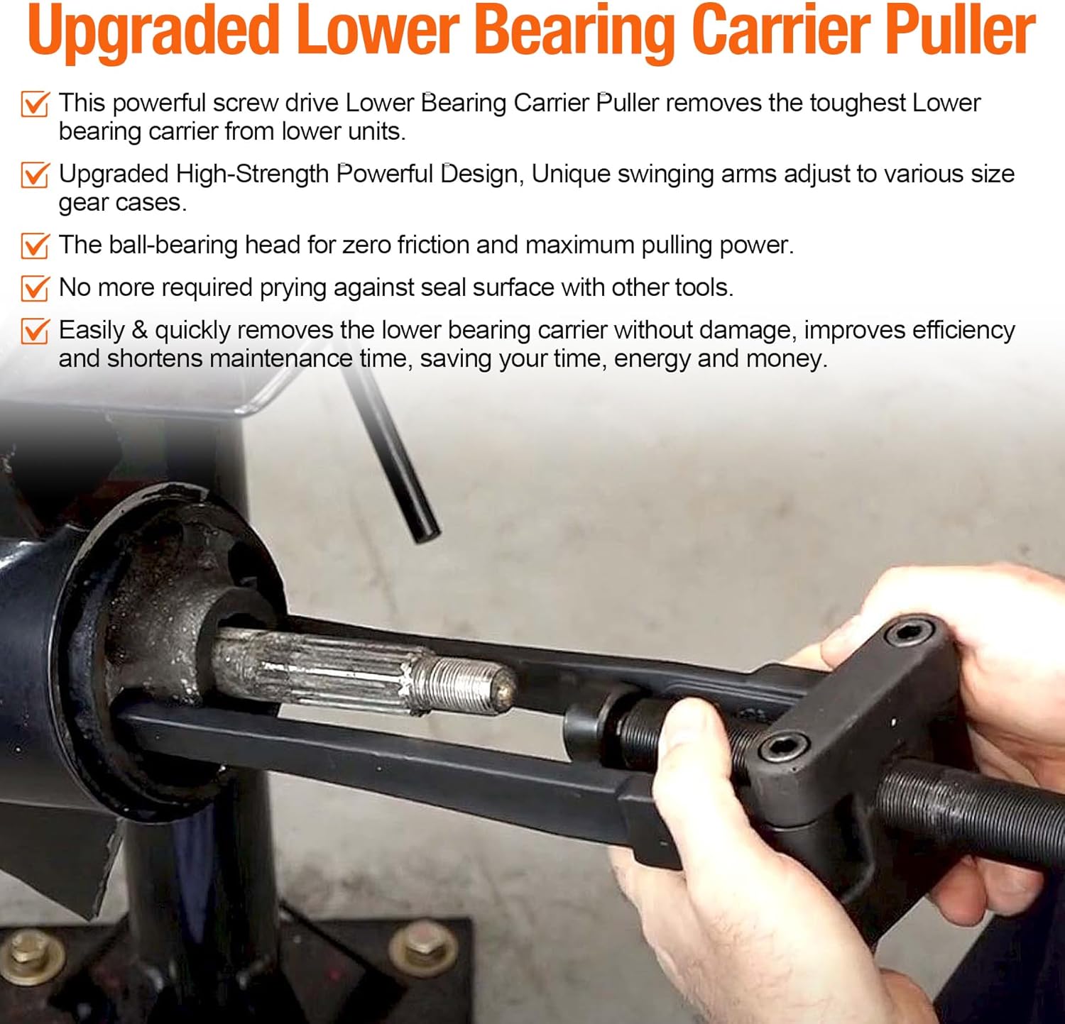 Upgrade Lower Bearing Carrier Puller, Lower Bearing Carrier Removal Tool Works for Yamaha, for Johnson, for Evinrude, for Mercury, for Honda, for Mercruiser, Fit Most Gearcases 115hp and Above