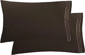 Elegant Comfort Luxury Ultra-Soft 2-Piece Pillowcase Set - 1500 Premium Hotel Quality Microfiber Double Brushed - Wrinkle Resistant, Chocolate Brown, Standard/Queen Size