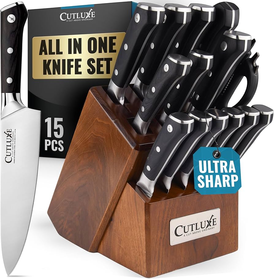 Acacia Knife Set with Block – 15-Piece Set