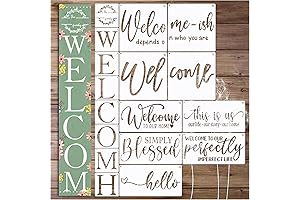 17 Pcs Welcome Stencils for Painting on Wood: Hello to Craft Creations