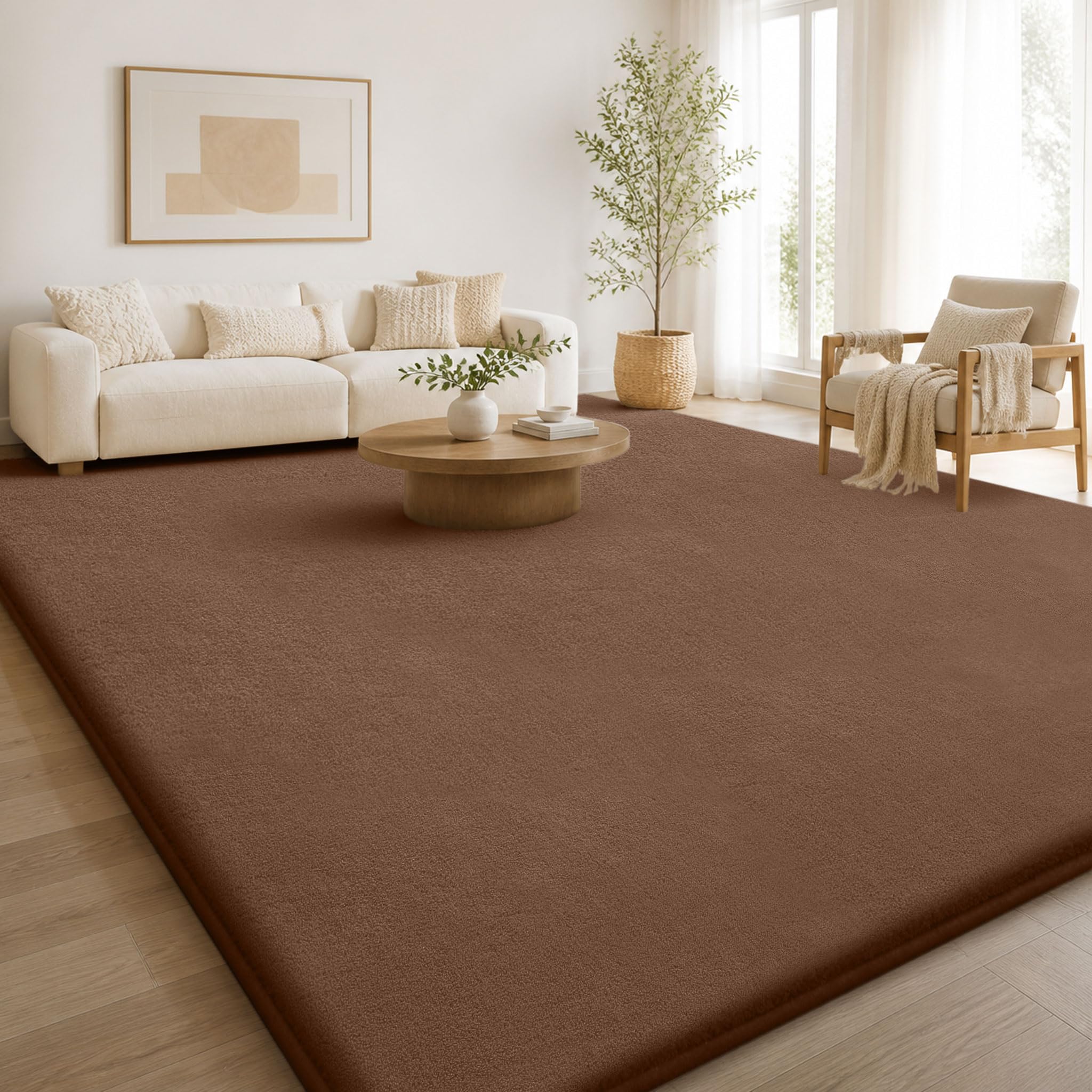 Homaxy Modern Rugs Living Room Non-Slip Carpet, 140x200 cm, Brown