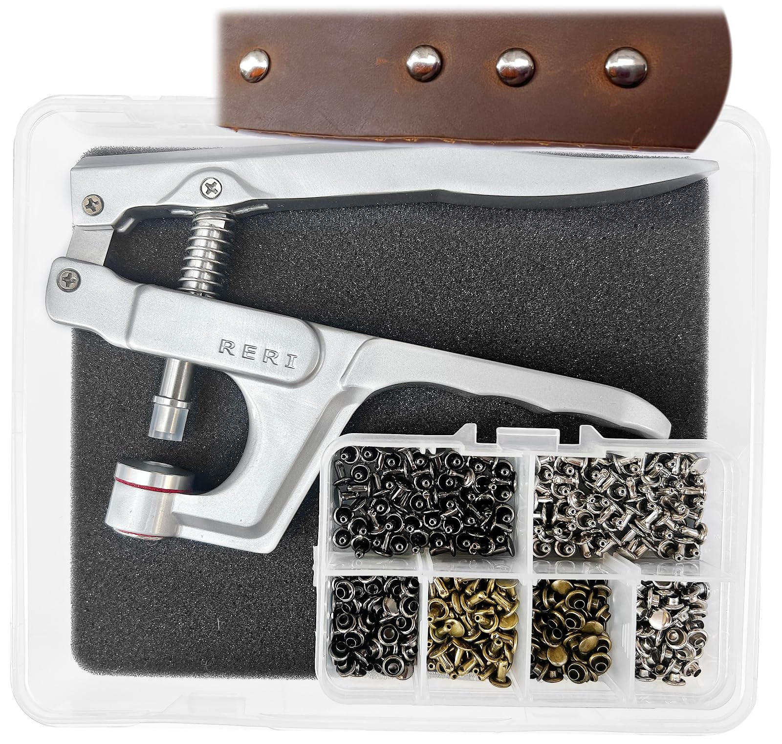 Leather Rivets Set with Tweezer, 8mm Metal Double Cap Snap Buttons for DIY Crafts, Sewing, Repairing, Handmade, Clothing DIY
