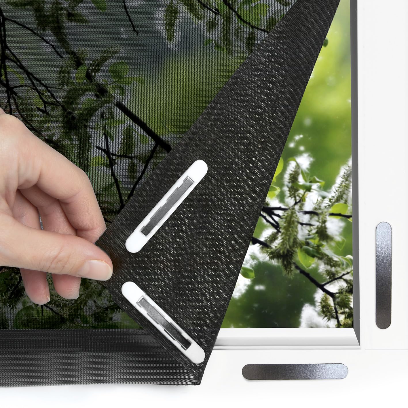 EASYmaxx Insect Protect Fliegengitter Fenster | zuschneidbares Moskitonetz | Insektenschutz Fenster bis 110 x 130 cm | Fliegennetz Magnet mit Pollenschutzgitter - leichte Montage ohne Bohren [Schwarz]