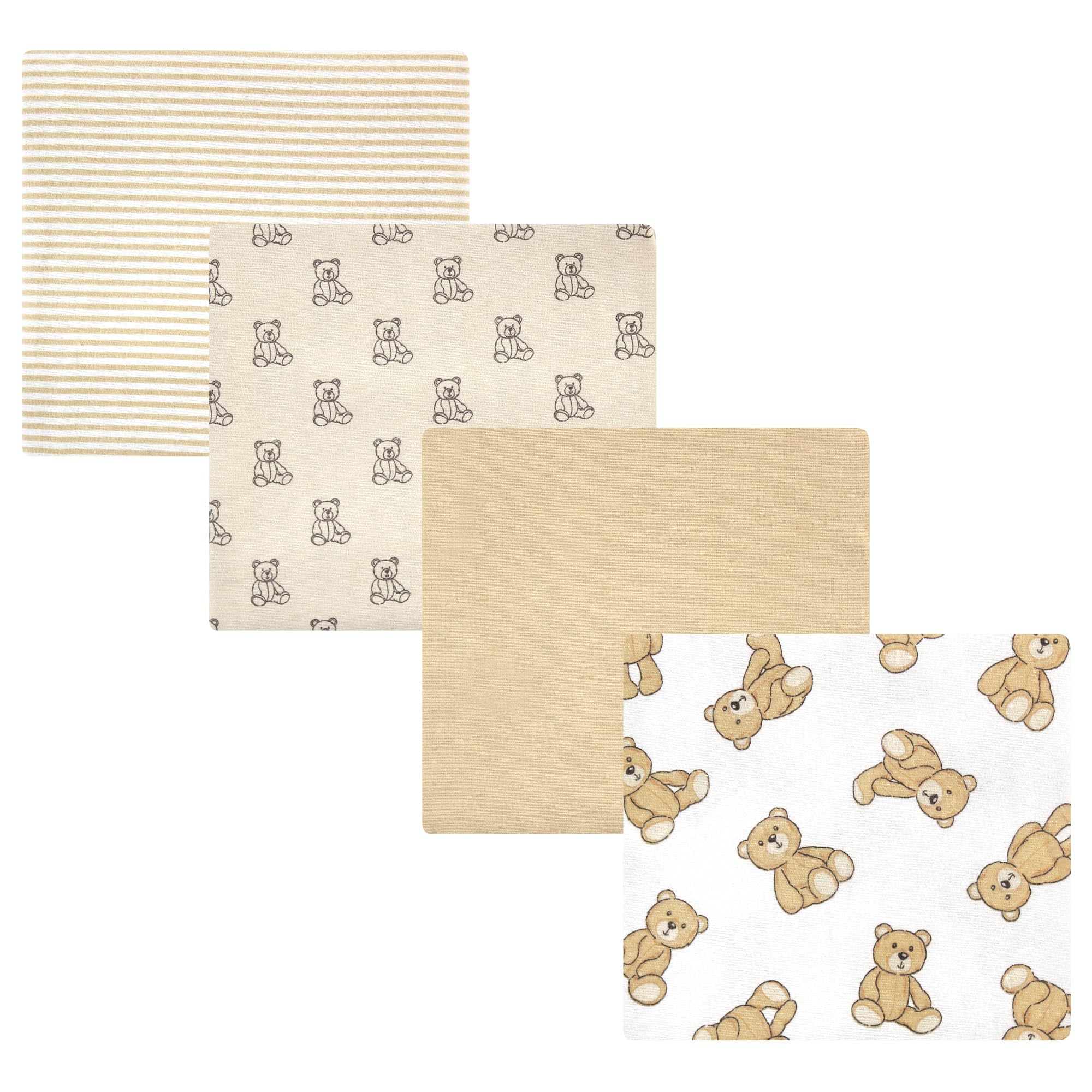 Hudson Baby Unisex Baby Cotton Poly Flannel Receiving Blankets, Teddy Bears, One Size