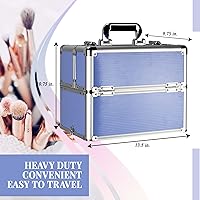 Vista 3 de Ver Beauty Estuche de maquillaje profesional con compartimento inferior grande, rayas lavanda, Estuche de tren