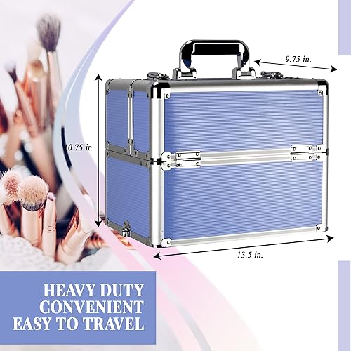 Miniatura 3 de Ver Beauty Estuche de maquillaje profesional con compartimento inferior grande, rayas lavanda, Estuche de tren