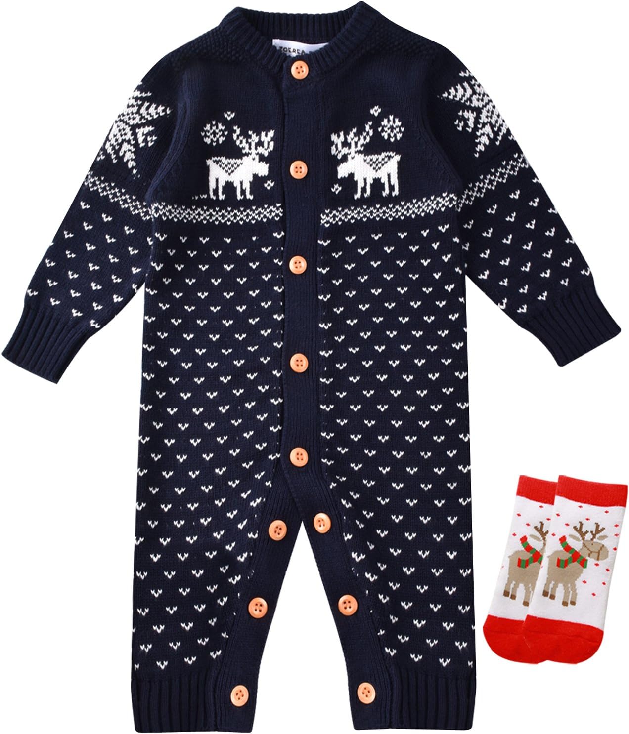 ZOEREA Newborn Baby Romper Christmas Clothes Knitted Sweaters Reindeer Outfit