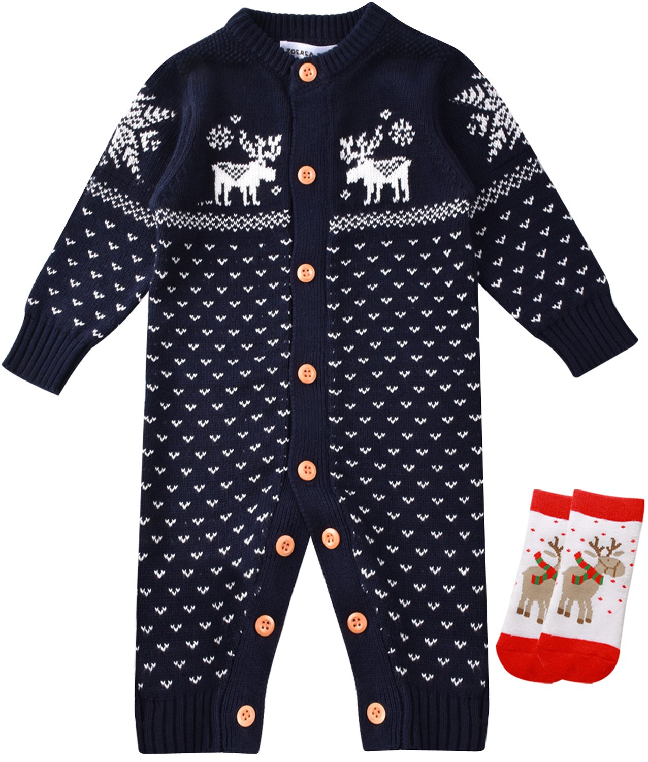 ZOEREA Newborn Baby Romper Christmas Clothes Knitted Sweaters Reindeer Outfit