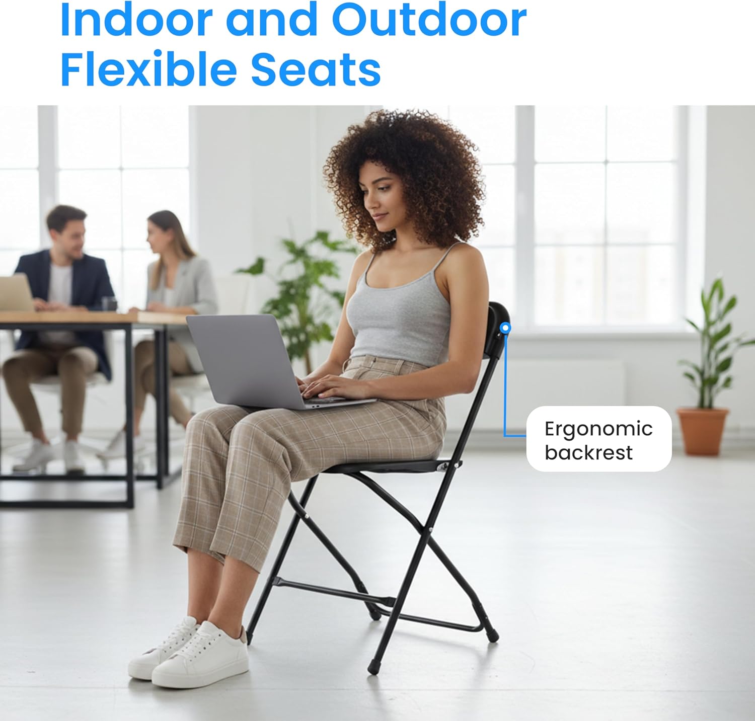 Simple Deluxe 10-Pack Folding Chairs Plastic, Foldable Stackable Portable Chairs with Metal Frame 330lb Capacity, for Indoor Outdoor Use, Commercial Event Chairs for Party, Wedding, Office, Black