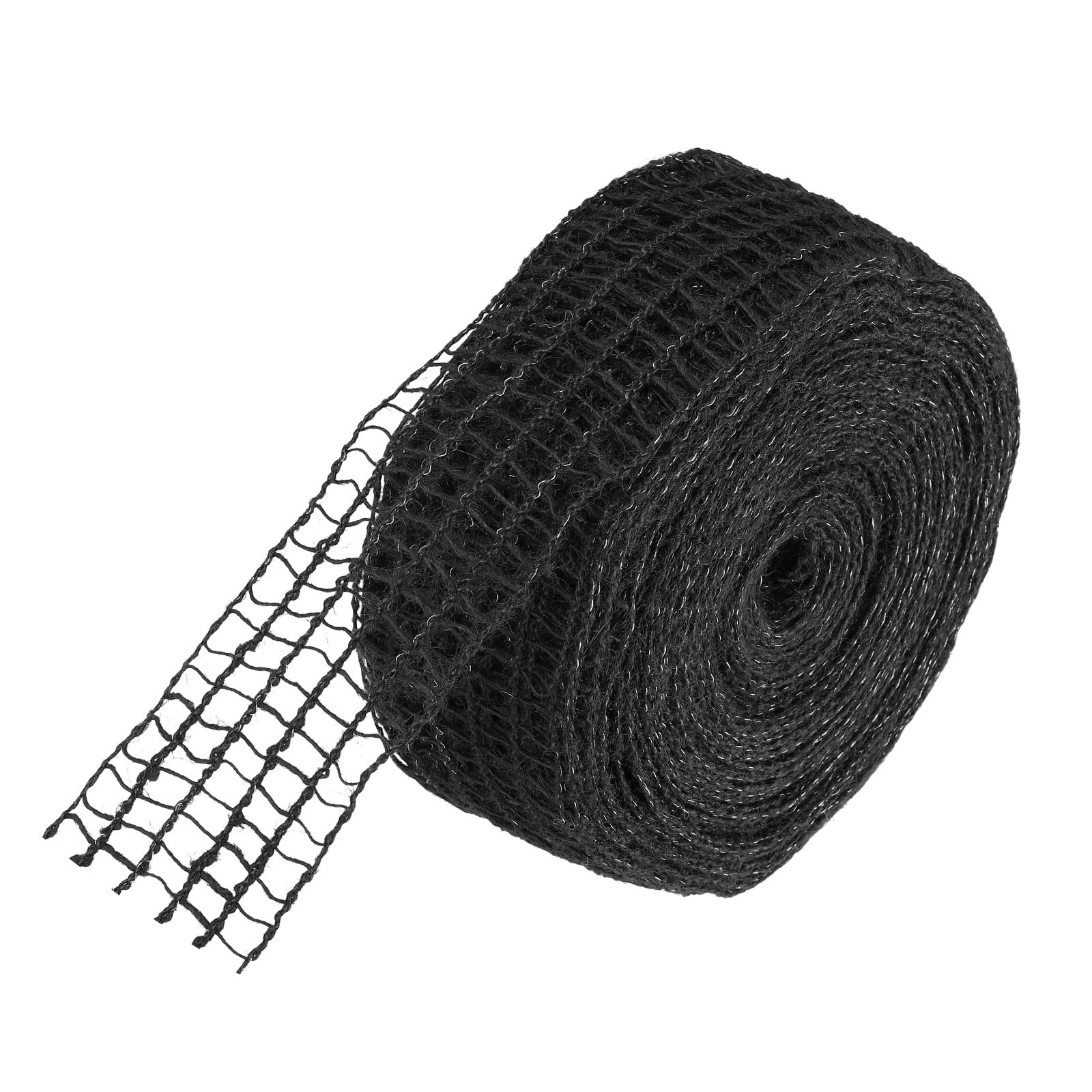 PATIKIL Nastro di iuta naturale in tessuto di iuta, 6,3 cm x 27 m Rotoli di nastro intrecciato in lino per Natale Halloween Festa di matrimonio Fai da te Artigianato Nero