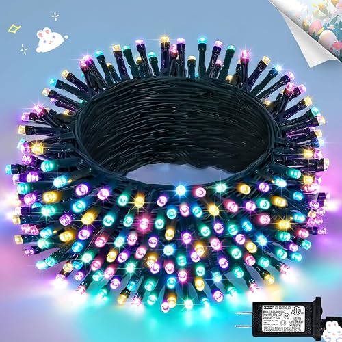 JMEXSUSS 200 LED 66ft Easter Lights String Green Wire, Pastel