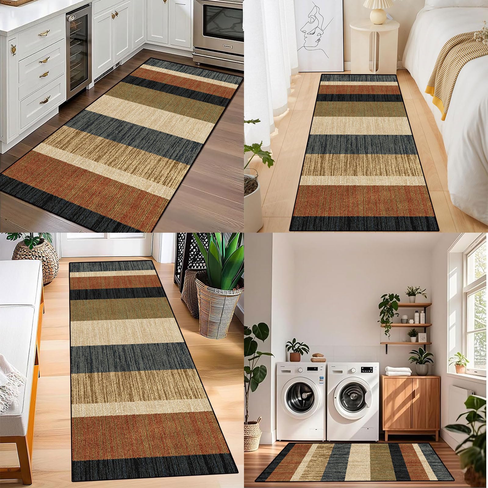 Tappeto Passatoia Cucina 80 x 210 cm Lavabile Antiscivolo Moderno Tappeto da Corridoio Resistente Facile da Pulire per Ingresso Soggiorno Corridoio, D