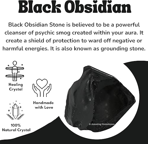 Miniatura 4 de Amazing Gemstone Cristales crudos de obsidiana negra y piedras curativas, rocas naturales para rodar y hacer tú mismo, piedras y cristales crudos (1