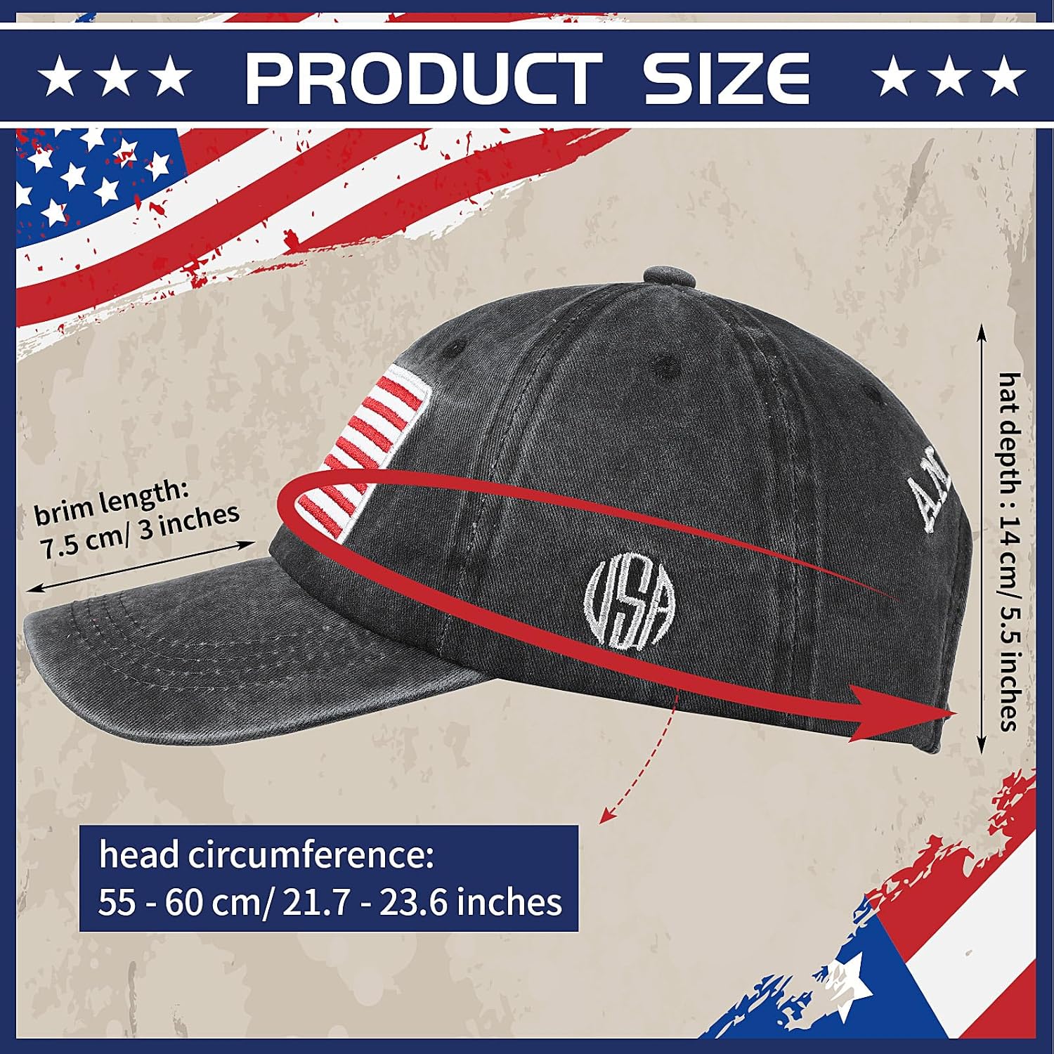 Haysandy 4 Pieces 250 Anniversary USA Hats American Baseball Caps 4th of July Embroidered USA Patriotic Pride Hats Adjustable Washed Cotton Baseball Cap for Men Women