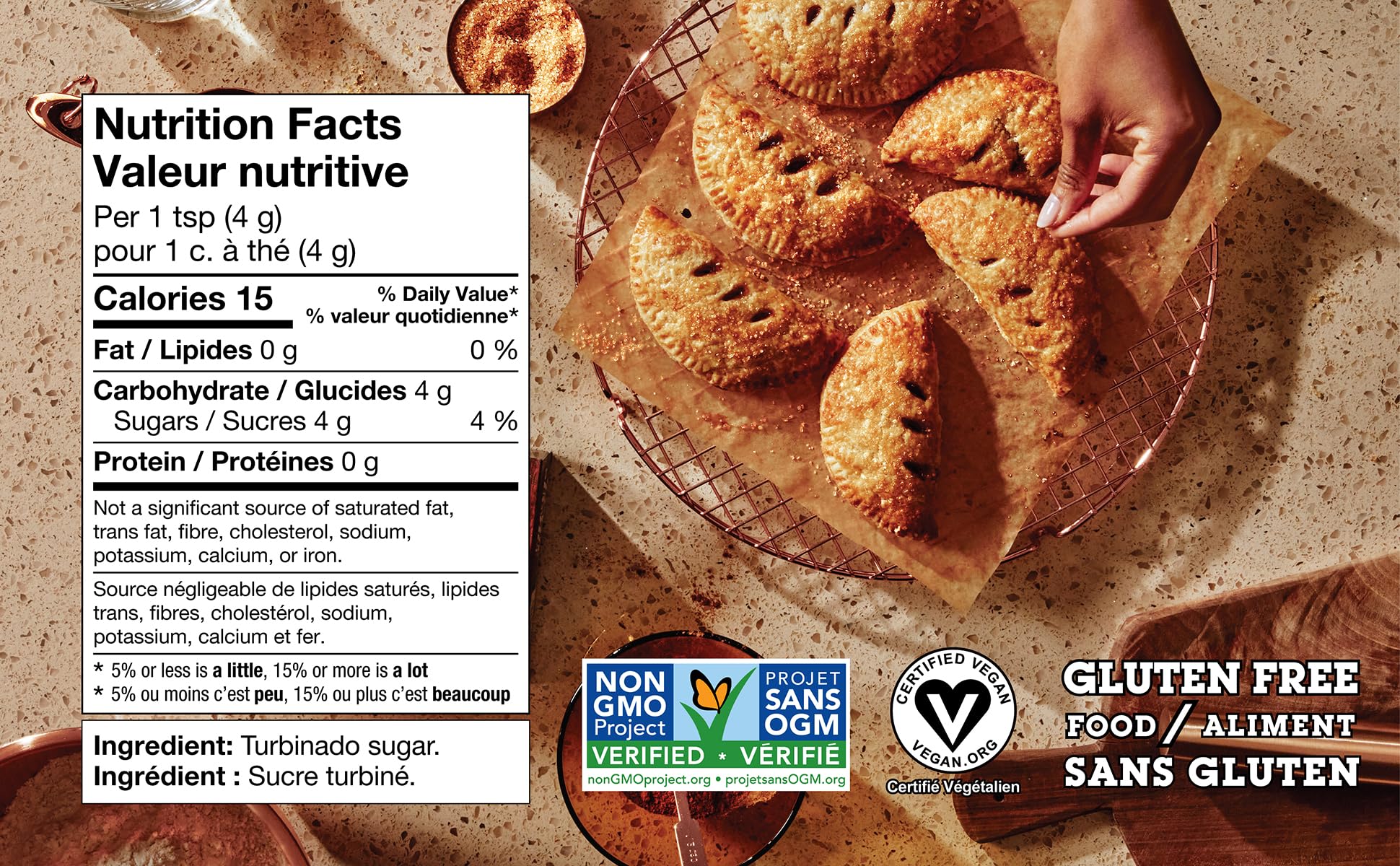 Sugar In The Raw - Turbinado Cane Sugar, Natural & Unrefined - Perfect for Baking, Coffee, and Sweetening - Non-GMO, Kosher Certified, Vegan, Made in Canada - 500g Canister - 3