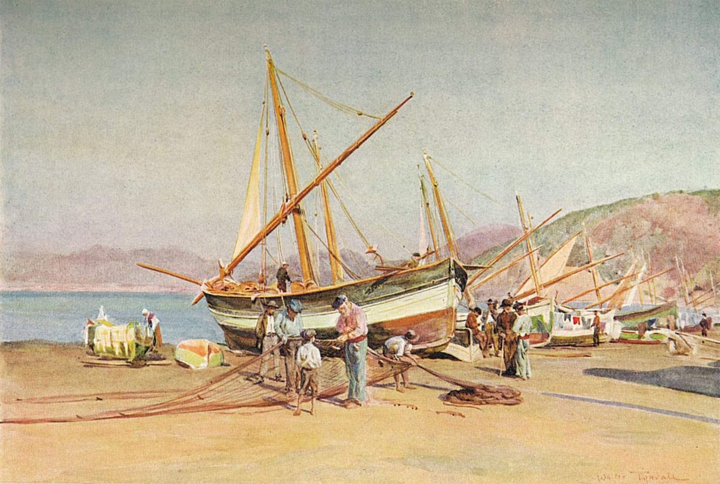ARTXLXXBN Famous Print Painting Colorful Art Print the Strand At Sestri Levante by Walter Frederick Roofe Tyndale Canvas Art Decorations for Home Decor 60x90cm