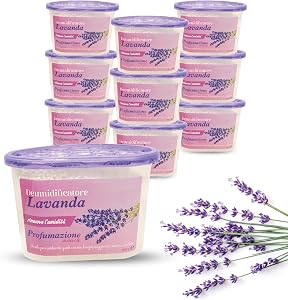 DETERMONDO 10 x Lavender Scented Dehumidifier for Bathroom Cabinets and Wet Rooms, Anti-Mould and Absorb Long-Lasting Moisture, 500 ml