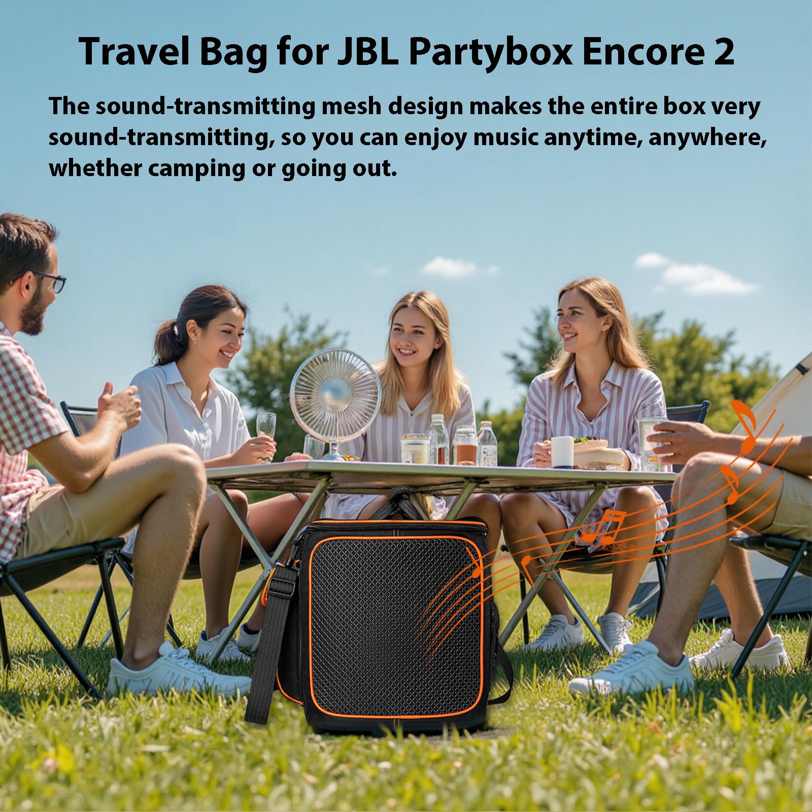 Borsa da viaggio per JBL Partybox Encore 2, custodia antiurto con porta di ricarica diretta e rete per altoparlanti ventilata, copertura per feste all'aperto/campeggio (adatta per altoparlante +