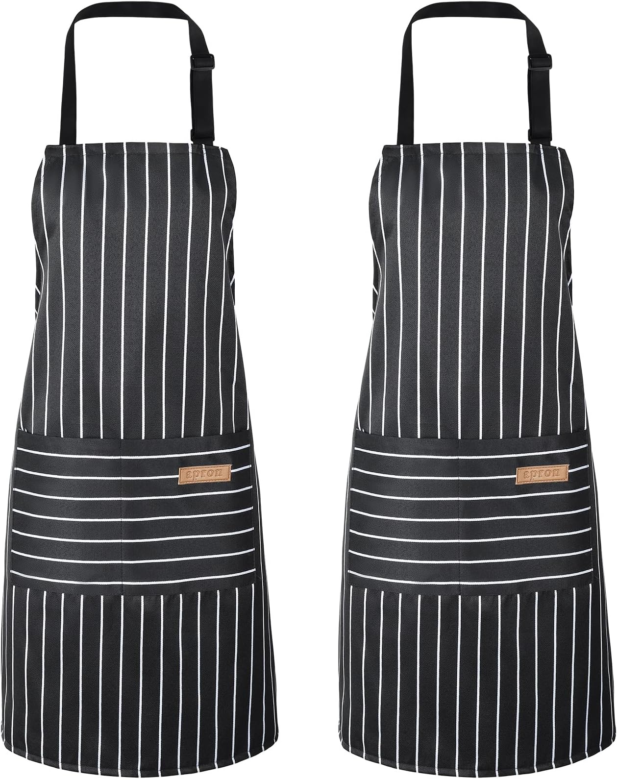 ViEinkaufen 2 Pack Kitchen Aprons for Men Women, Waterproof Chef Bib Aprons Adjustable Cooking Apron with 2 Large Pockets for Cooking BBQ, Baking, Cleaning