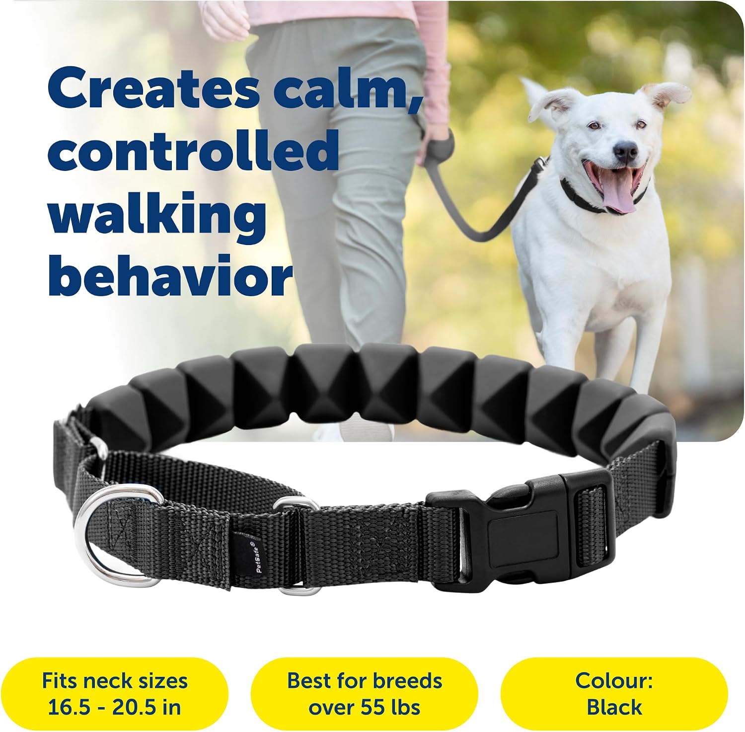 PetSafe Soft Point Training Collar, No Pull Training Collar for Dogs, Rubber Soft Points, Large, 1 in, Black
