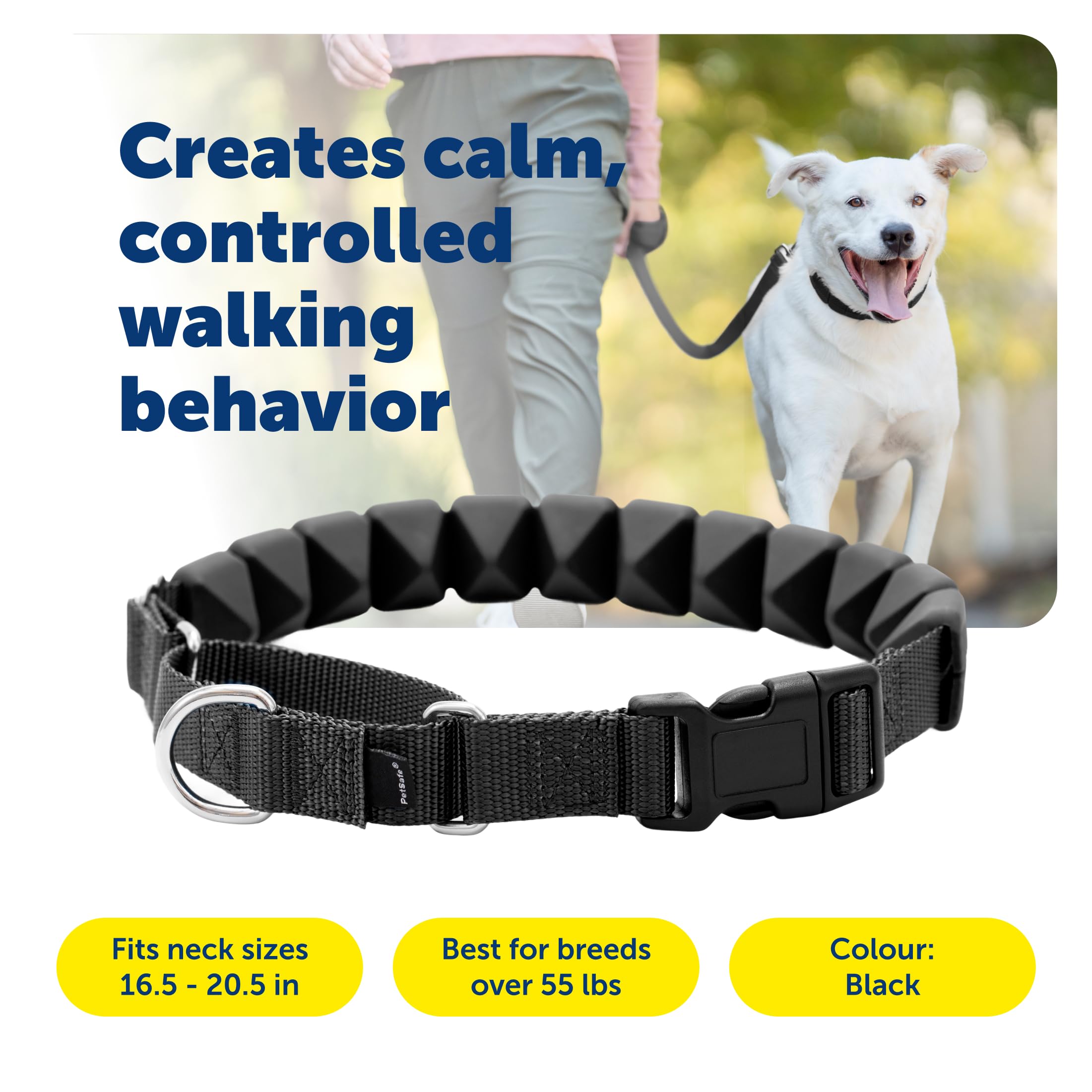 PetSafe Soft Point Collare per addestramento cani, senza tirare, con punte morbide in gomma, grande, 2,5 cm, nero