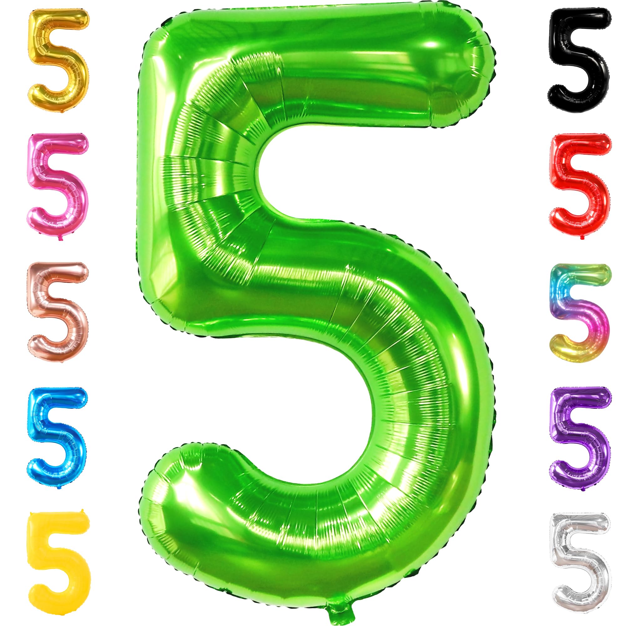KatchOn, Light Green 5 Balloon Numbers - 40 Inch | Balloons for 5th Birthday Decorations for Boys | 5th Birthday Balloons | Dinosaur Party Decoration
