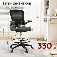 Vista 2 de SANODESK Silla ergonómica de dibujo, silla de escritorio de pie con malla transpirable 2D, soporte lumbar 3D, reposabrazos abatible y reposapiés