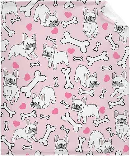 Miniatura 1 de Manta de bulldog francés, manta de franela de felpa ultrasuave, cálida y acogedora, decoración del hogar para sofá, cama para todas las estaciones,