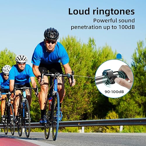 Miniatura 6 de Campana de bicicleta negra, innovadora campana de aluminio para manillar de bicicleta de 100 dB, sonido nítido y fuerte, bocina de bicicleta de