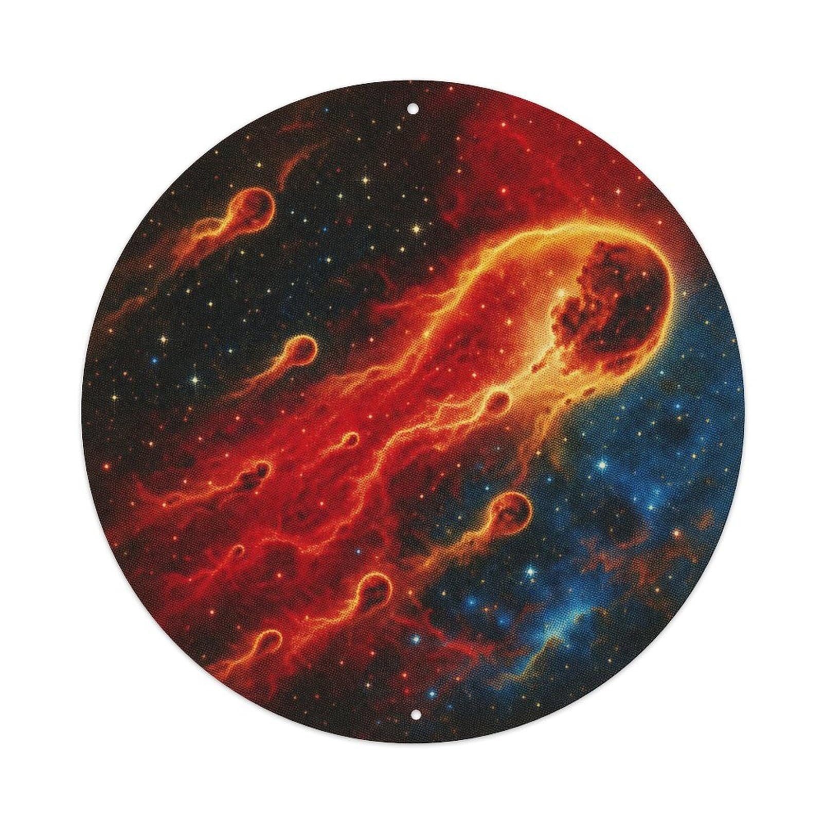 Okngb Style Space Science Tadpole Nebula Celestial Study Cosmic Metal Tin Sign Plaque Wall Decor For Cafe, Man Cave, Club Bar, Office, Home Garden Round Metal Poster 8X8inch