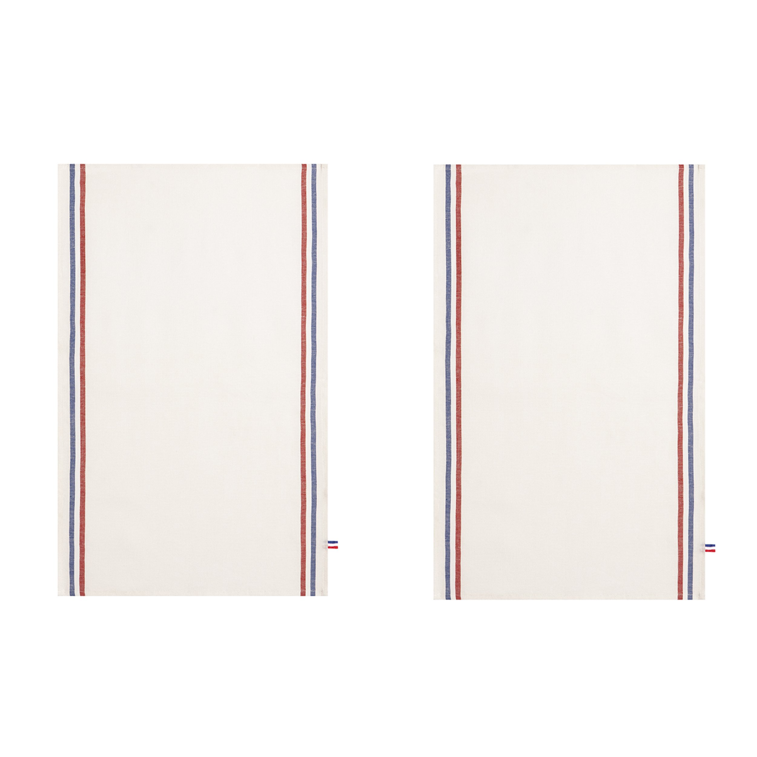 Coucke 3152193003423 Lot de 2 Torchons Tricolore, Lin, Blanc, 65x43 cm