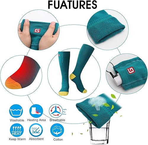 Miniatura 6 de Calcetines calefactables para hombres y mujeres, calcetines de calor recargables con batería eléctrica, kit de calcetines térmicos gruesos,