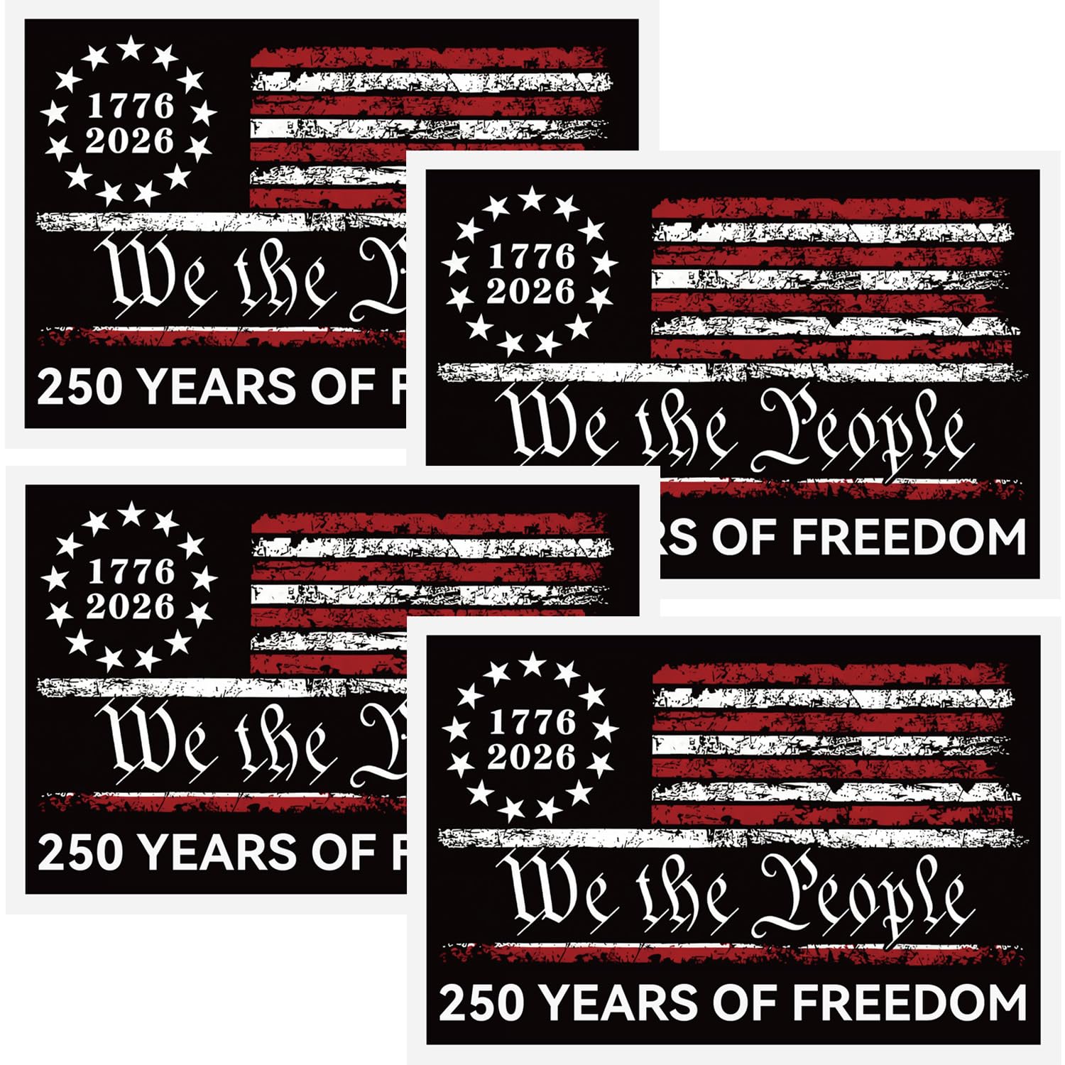 250 Years of American Anniversary Bumper Sticker, 250 Years of Freedom Patriotic Decal, for Cars for Cars Trucks Window Laptop Waterproof Decals (4PCS