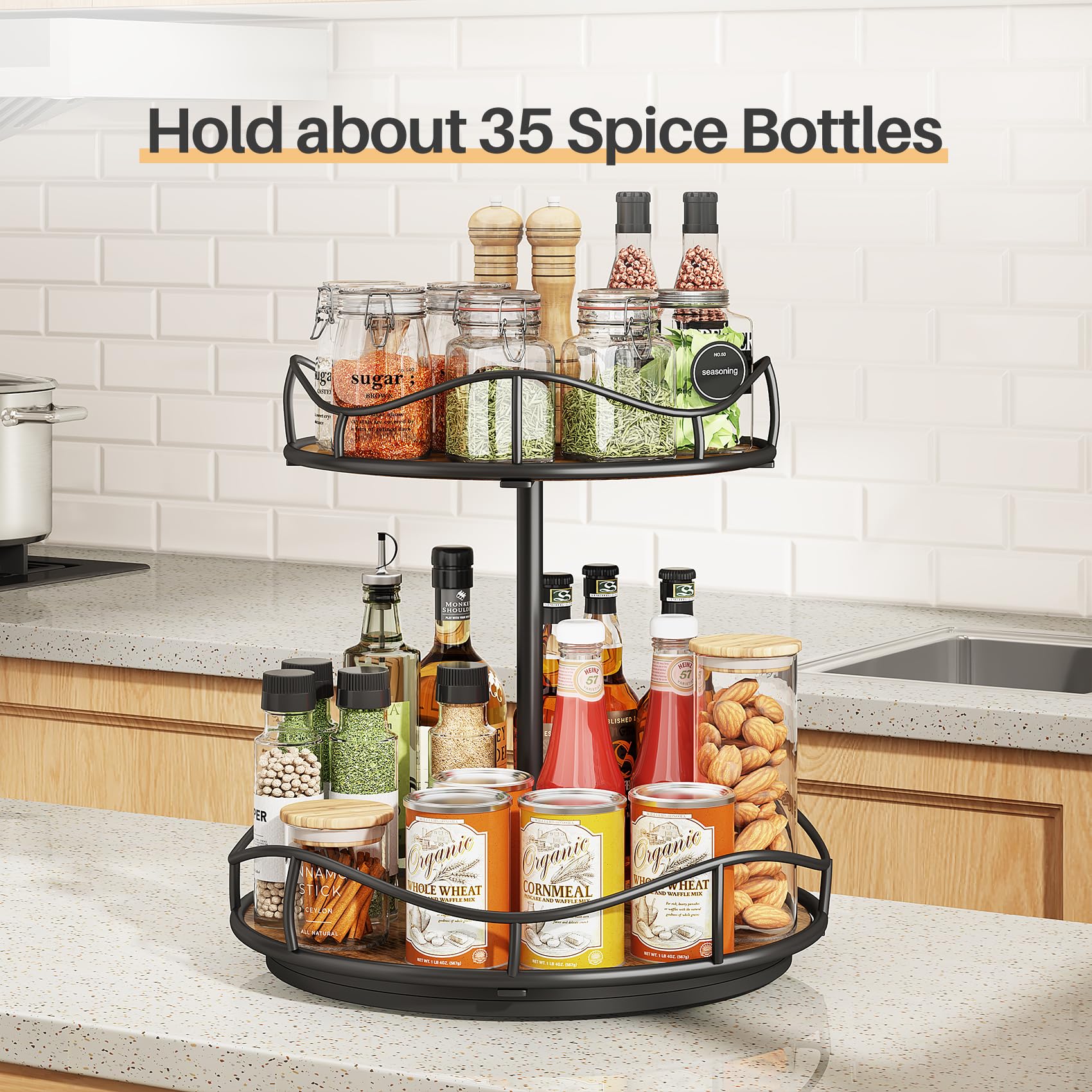 Snapklik.com : SNTD Lazy Susan Organizer Turntable Spice Rack - 2 Tier ...