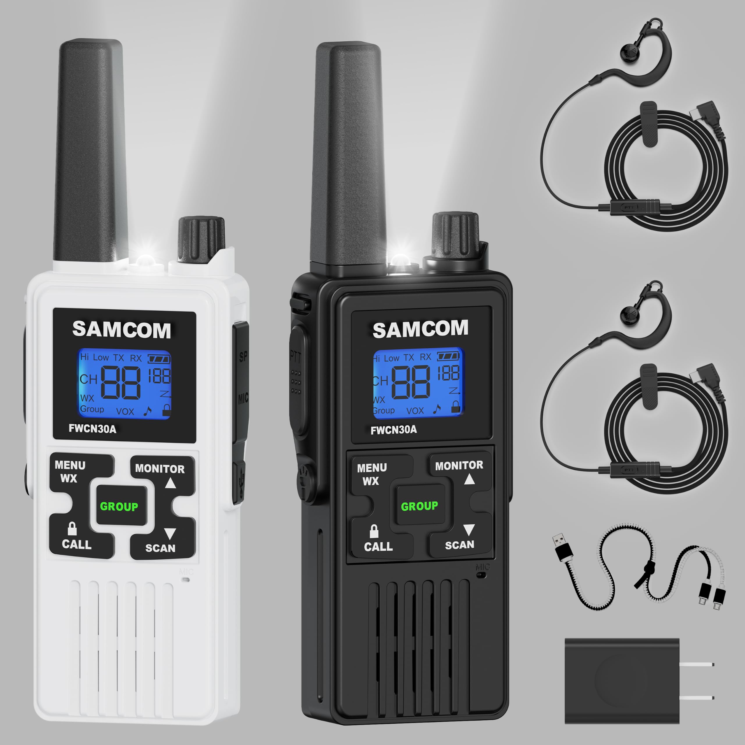 SAMCOM FRS FWCN30A Two Way Radios Bulk,NOAA Weather Call Tone for Family