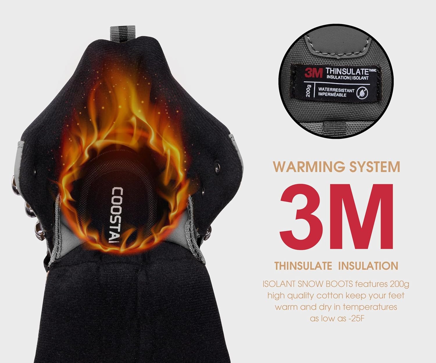 Snow Boots for Men Insulated Waterproof Winter Boots Outdoor Boot for Cold Weather - Image 3