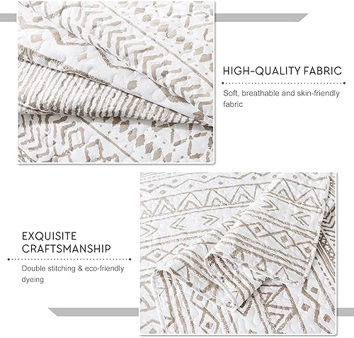 Miniatura 55 de Travan - Juego de edredón de 3 piezas reversible y ligero, ropa de cama con fundas de almohada para todas las estaciones, estampado floral marrón