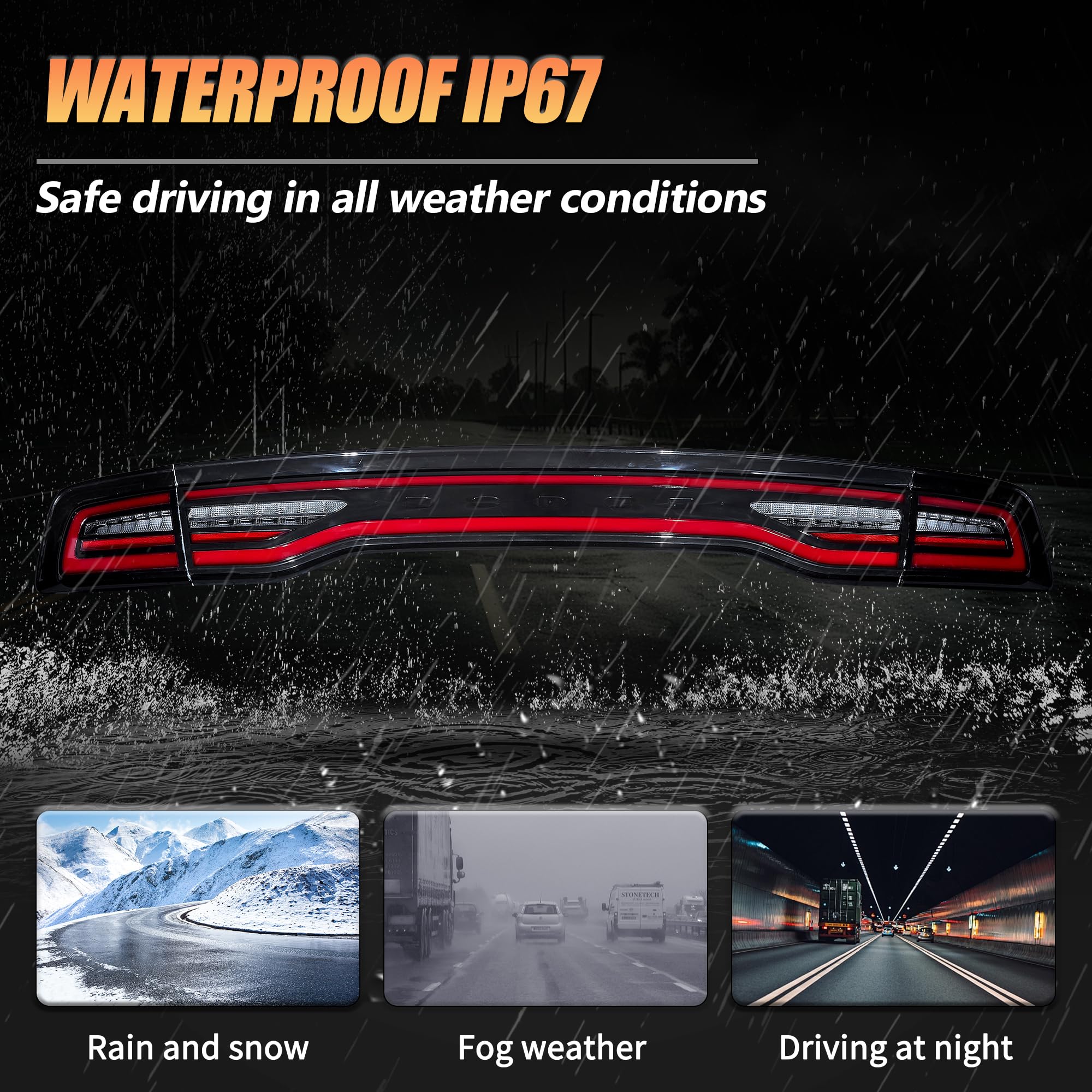 VLAND Pilotos traseros LED para Charger 2011-2014, Con luces diurnas dinámicas e intermitentes