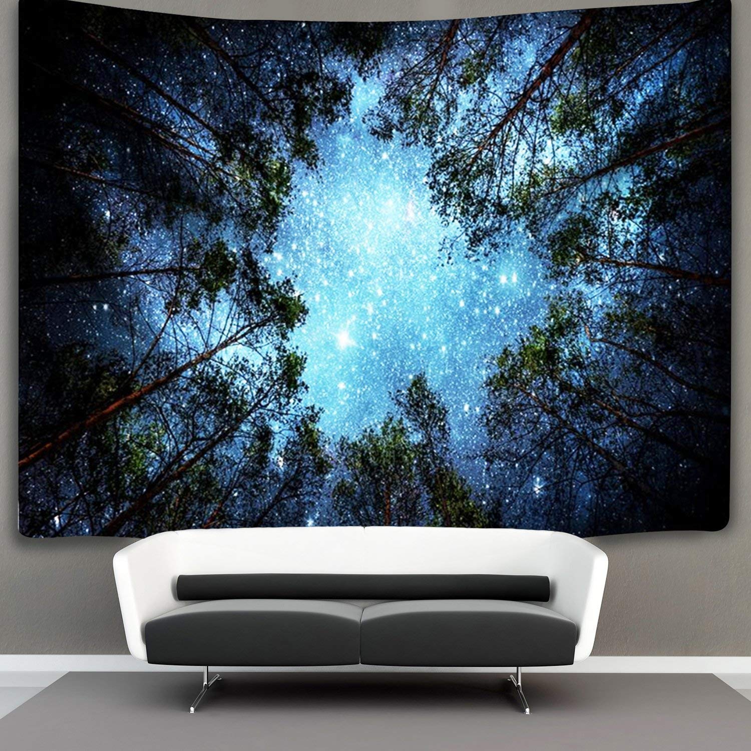 YISUMEI Forest Starry Tapestry Galaxy Tree Tapestry for Bedroom Aesthetic Night Sky Tapestries Wall Hanging for Room Decor(M/130x150cm/51x60inch)